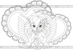Little angel Coloring page - vector image