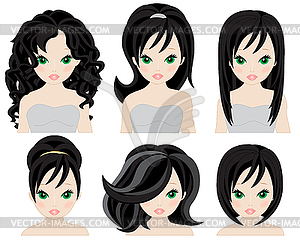 Hairstyles for black hair - vector image