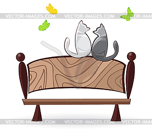 Cat on bench - royalty-free vector clipart
