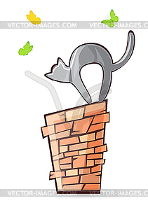 Cat on pipe - vector clipart