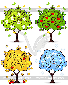 Tree four seasons - vector image