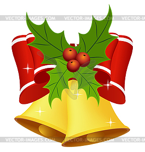 Christmas bell with bow - vector image