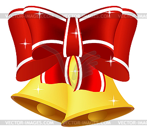 Christmas bell with bow - vector image