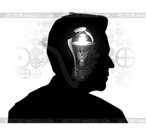 Silhouette of man`s head - vector clip art