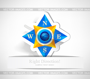 Compass in form of paper origami - vector clipart