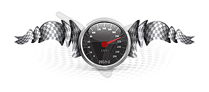 Racing emblem with speedometer - vector clip art