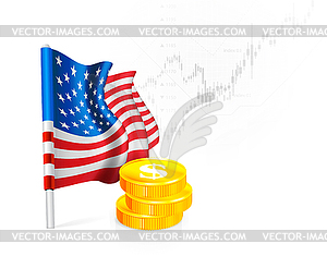 U.S. Flag with coins - vector image