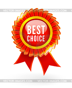 Best choice red label with ribbons - vector clipart