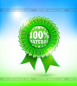 Natural green label 100% - vector EPS clipart