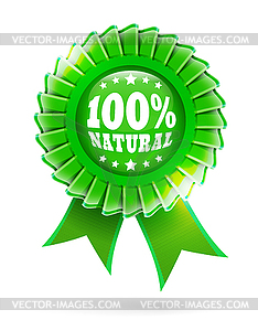 Natural green label 100% - vector clipart