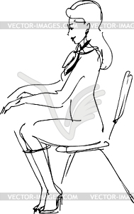 Young girl sitting on chair - vector clipart
