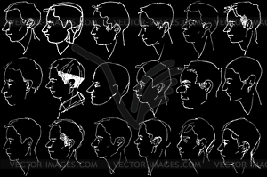 Sketch of beautiful man profile - vector clip art
