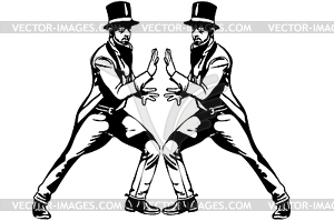 Magician in cylinder making passes with his hands - vector clip art