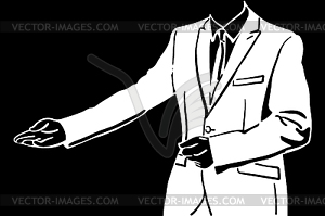 Sketch of mannequin of men in suit invites - vector clip art