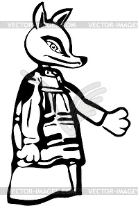 Sketch of sly fox in dress - vector clip art