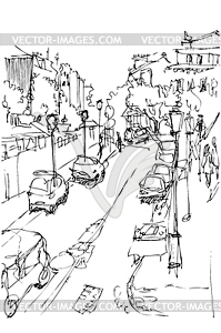 Sketch of municipal street kind of window - vector image