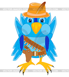 Bird in cloth cowpuncher - vector image