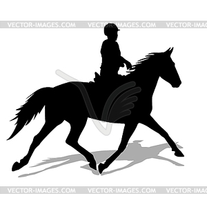 Silhouette of horse and jockey - vector clipart