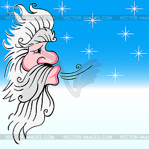 Santa Claus blowing wind - vector image