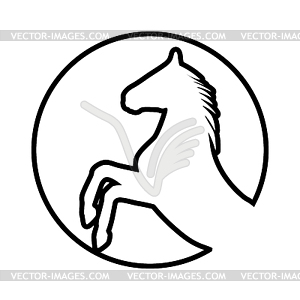 Rearing up horse silhouette - vector image