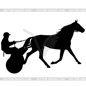 Silhouette of horse and jockey - stock vector clipart