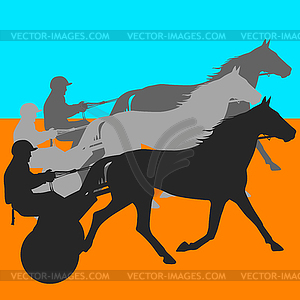 Silhouette of horse and jockey - vector image