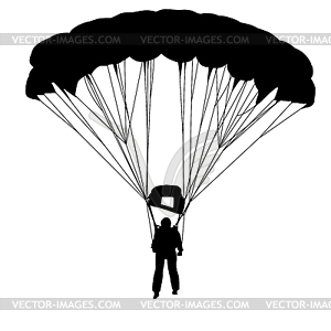 Skydiver, silhouettes parachuting - vector image