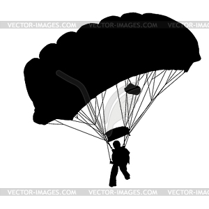 Skydiver, silhouettes parachuting - vector clipart