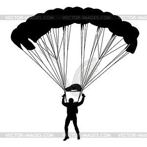 Skydiver, silhouettes parachuting - vector clip art