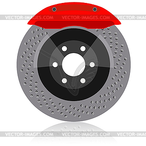 Brake disc with caliper, - vector clipart