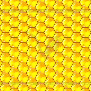 Golden cells of honeycomb pattern.  - vector image