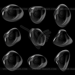 Set of water drops.  - white & black vector clipart