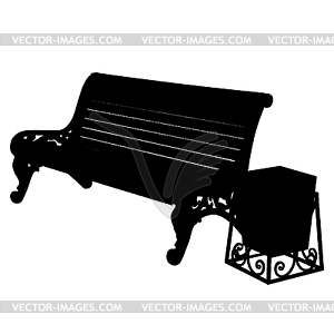 Wooden bench with an urn . il - vector clipart