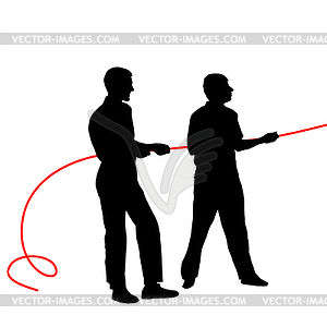 Black silhouettes of people pulling ropeю.  - vector image