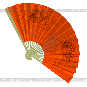 Traditional Folding Fans with flower.  - vector image