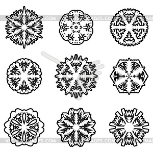 Set of snowflakes,  - white & black vector clipart