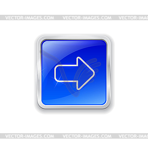 Arrow icon on blue button - vector image