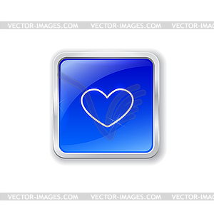 Heart icon on blue button - vector clipart / vector image