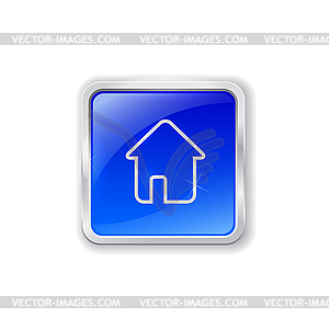 Home icon on blue button - vector image