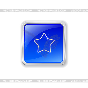 Star icon on blue button - vector clipart