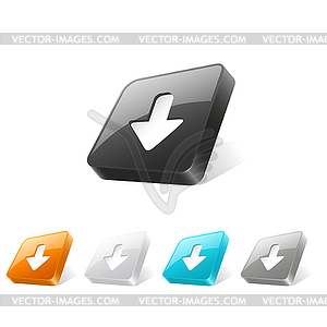 3d web button with download icon - vector image