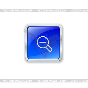 Zoom out icon on blue button - vector image