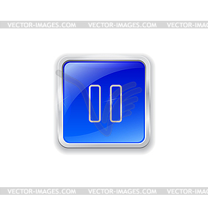 Pause icon on blue button - vector clip art