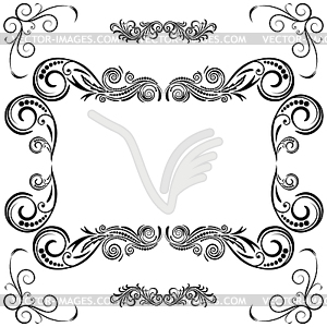 Кадр орнамент старинные цветочный дизайн - векторизованный клипарт