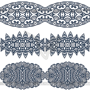 Set linear floral ornament, seamless pattern, EPS8  - vector image