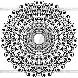 Circle floral ornament - white & black vector clipart