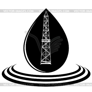 Drop of oil and oil rig - vector clipart