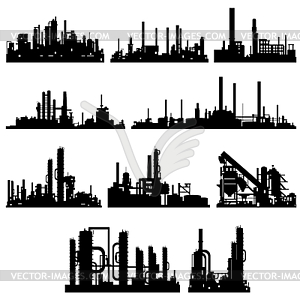 Contours of industrial buildings and structures - vector clipart