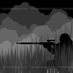 Night sniper - vector clipart