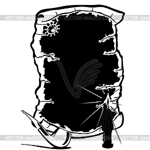 Parchment, candle and snorkel - vector image